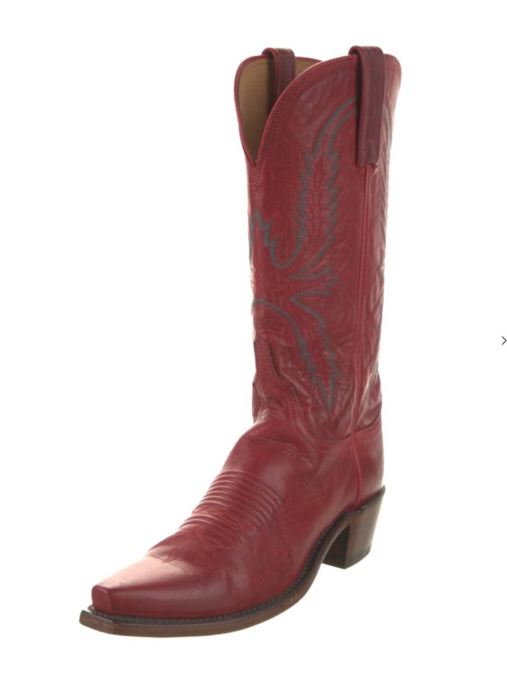 Lucchese Red Leather Embroidered Western Cowboy Boots Size 8